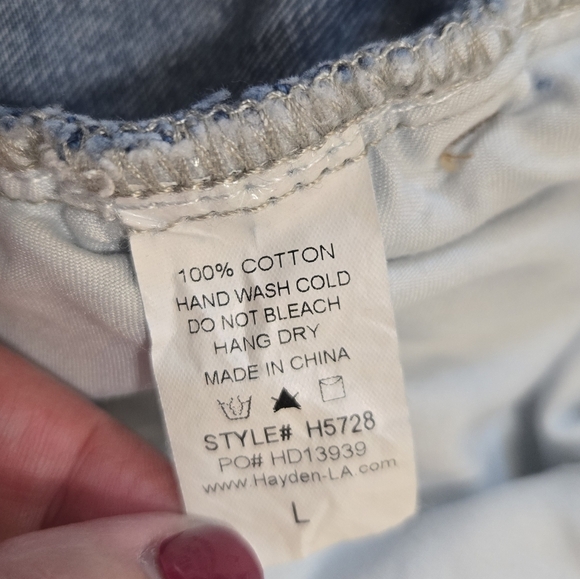 Hayden Los Angeles Denim Paper Bag Frayed Skirt, Size Large - Picture 6 of 6